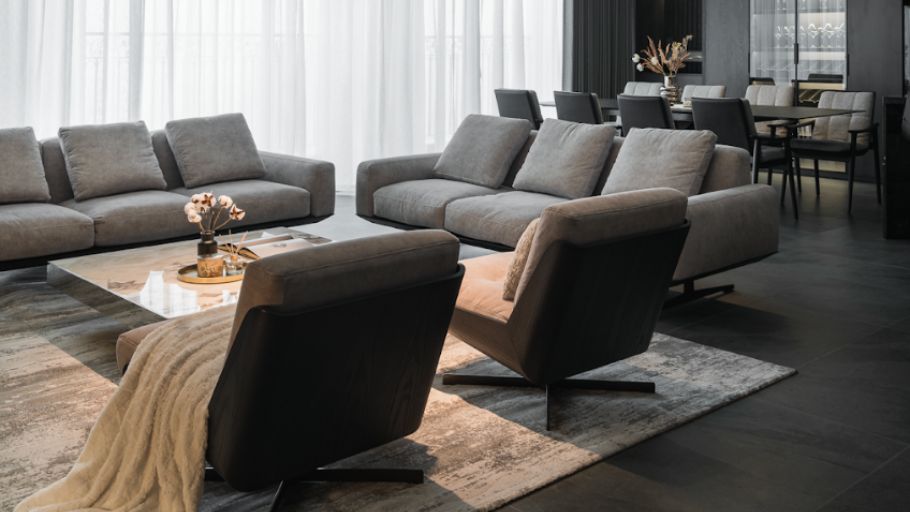 Phòng khách Penthouse châu Âu thanh lịch, tinh tế