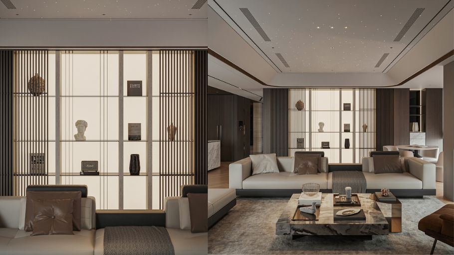 Phòng khách trong dự án Define Penthouse