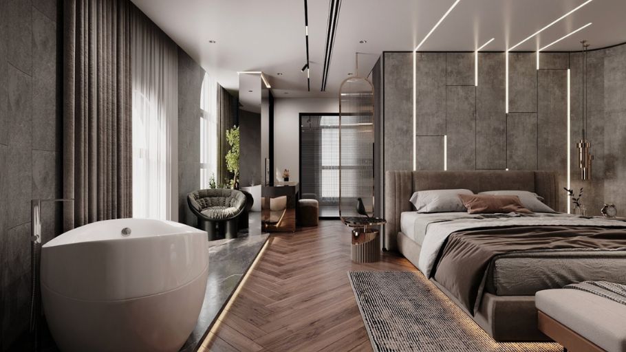 Phòng ngủ được thiết kế với không gian mở