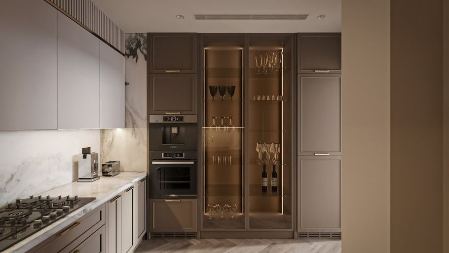 Phòng bếp trong căn hộ Ciputra Apartment kiểu Pháp