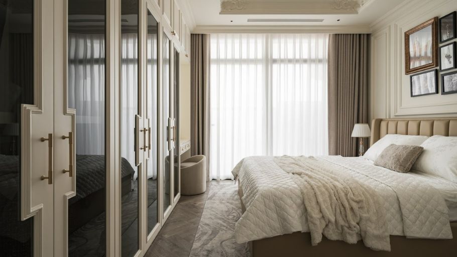 Phòng ngủ Master trong căn hộ Hateco Apartment kiểu Pháp