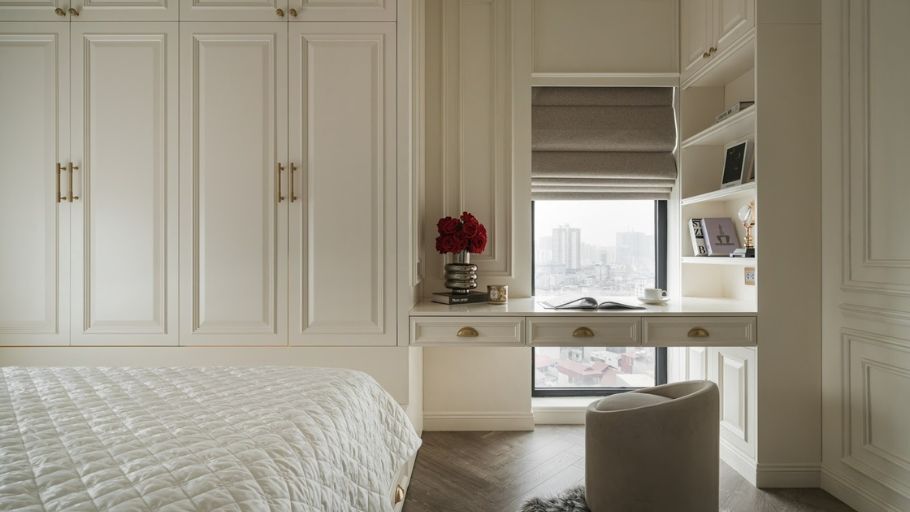 Phòng ngủ Master trong căn hộ Hateco Apartment kiểu Pháp