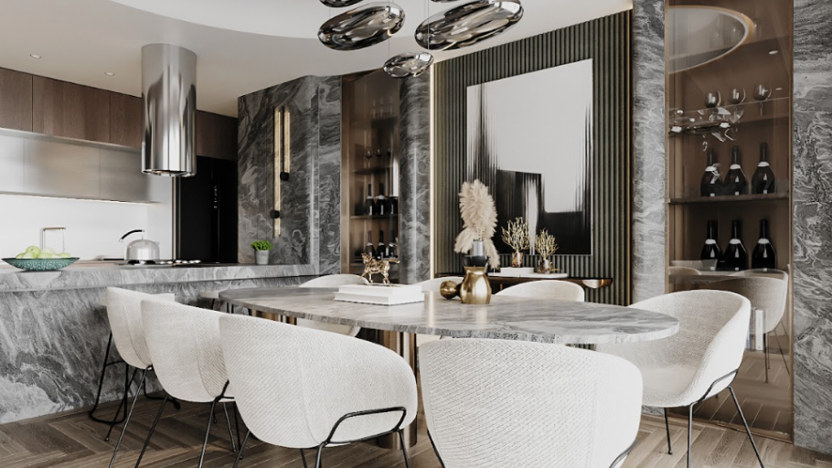 Phòng bếp/khu vực ăn trong căn hộ Sun grand City Duplex