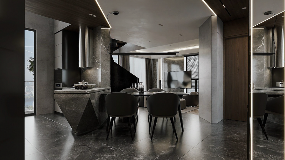 Khu vực ăn trong căn hộ Sun grand City Duplex