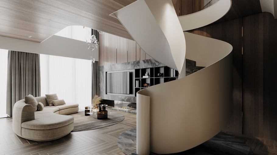 Đường cong nghệ thuật bao trùm không gian sống tại Duplex Sun Grand City