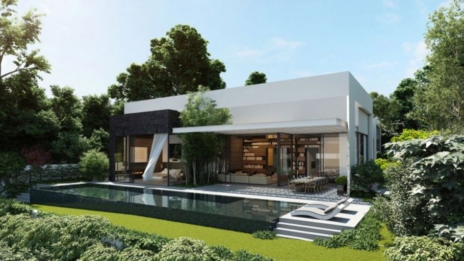 Biệt thư 1 tầng 2 phòng ngủ phong cách hiện đại