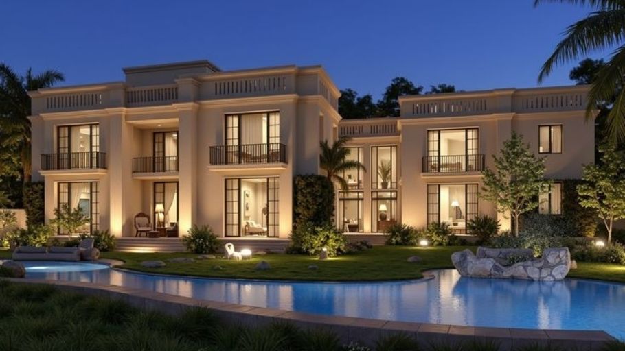 Không gian hồ bơi được bố trí như một trục cảnh quan trung tâm