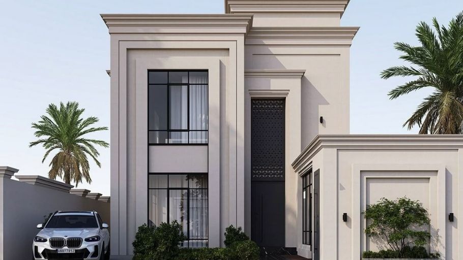 Biệt thự phố 2 tầng Tân Cổ Điển với tỷ lệ hình khối chặt chẽ, tối ưu chiều cao và chiều sâu, tạo cảm giác bề thế ngay cả trên quỹ đất hạn chế