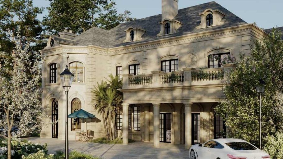 Biệt thự phố 2 tầng tân cổ điển kiểu Pháp