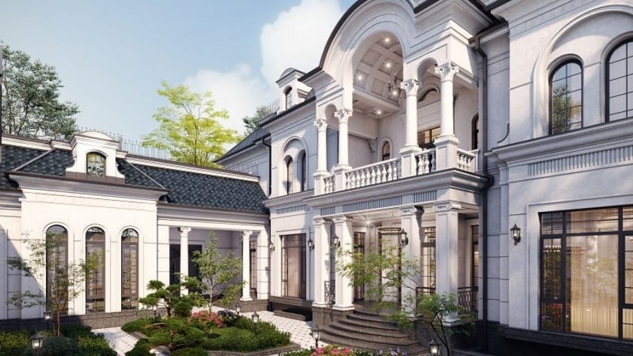 Biệt thự 2 tầng tân cổ điển kiểu Pháp kết hợp sân vườn