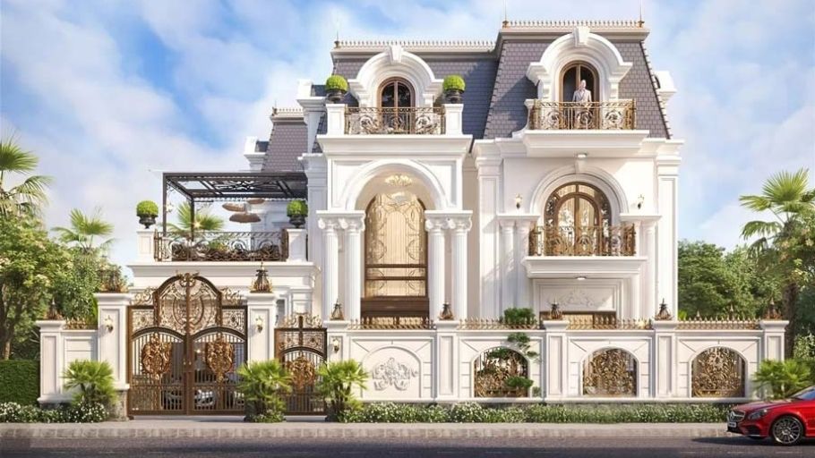 Biệt thự 2 tầng tân cổ điển kiểu Pháp mái Mansard