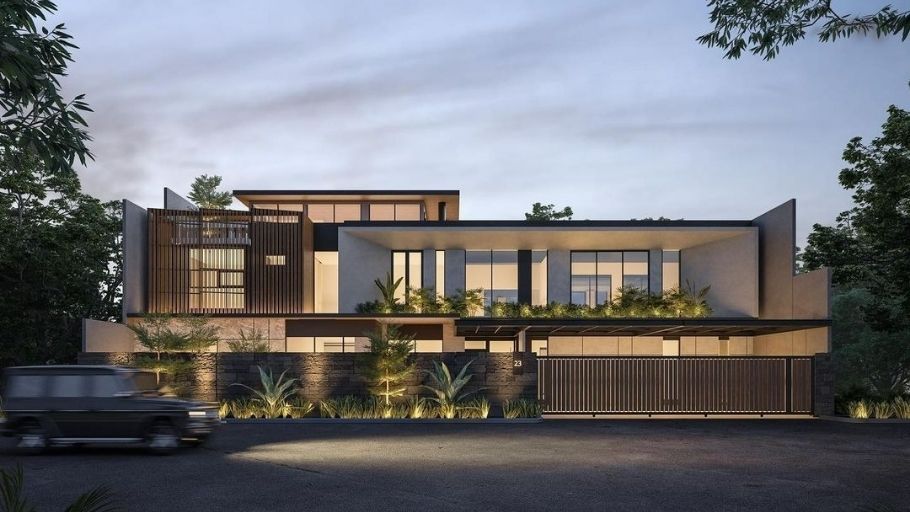 Mẫu biệt thự 3 tầng 2 mặt tiền mái bằng