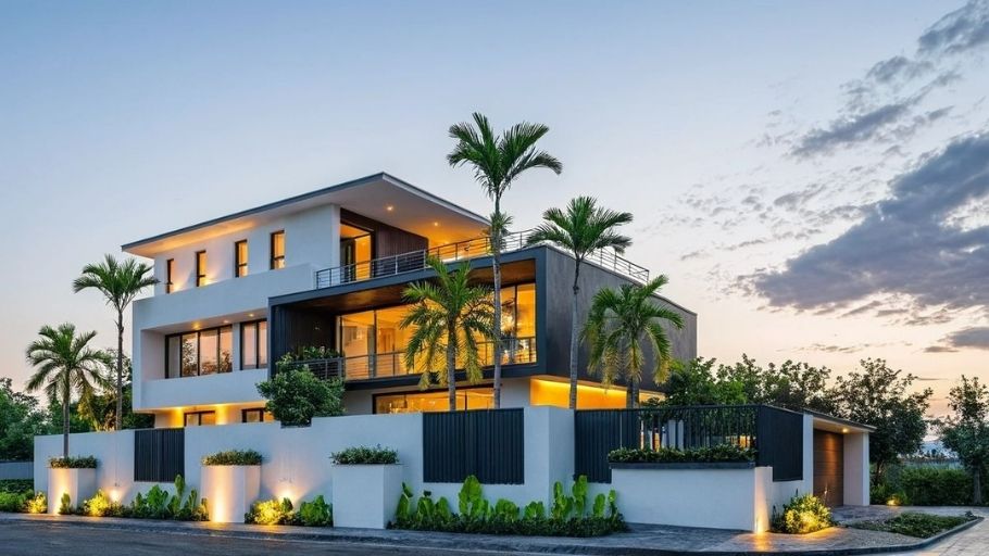 Mẫu biệt thự 3 tầng 2 mặt tiền mái bằng