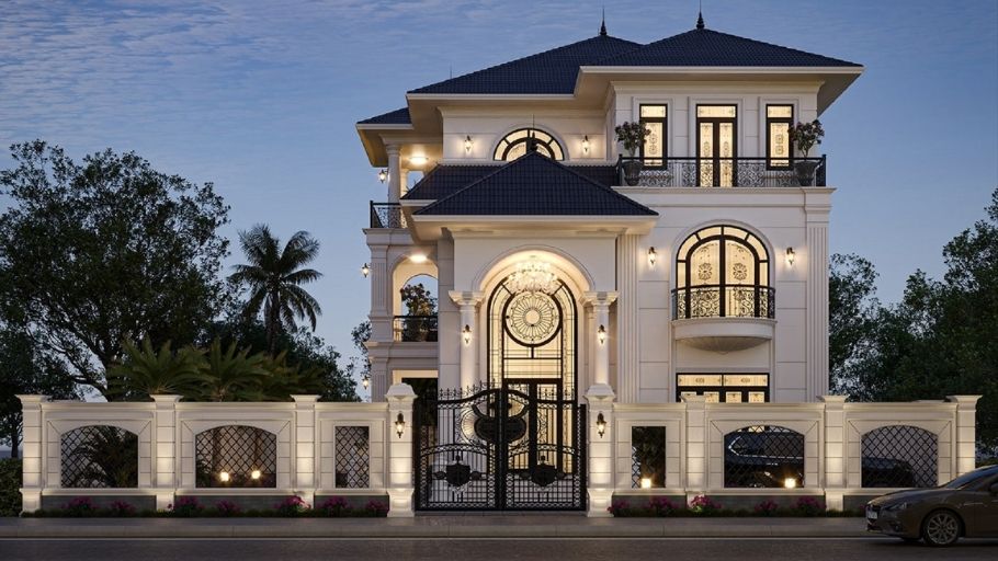 Mẫu biệt thự 3 tầng 2 mặt tiền mái Nhật