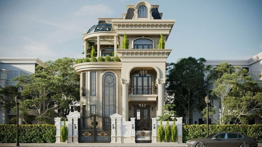 Mẫu biệt thự Tân Cổ Điển 3 tầng sân vườn