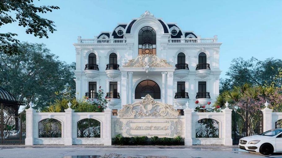 Thiết kế biệt thự 3 tầng Tân Cổ Điển mái vòm