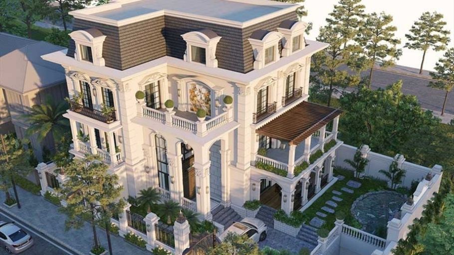 Biệt thự phố 4 tầng nhìn từ trên cao