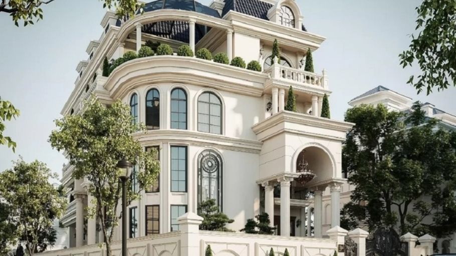 Biệt thự biệt lập 4 tầng mái Mansard kiểu Pháp