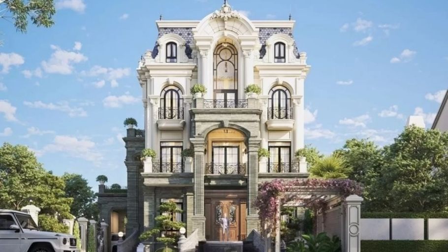 Biệt thự tân cổ điển 4 tầng mái Mansard