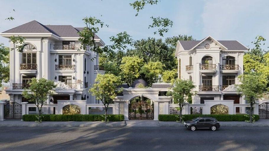 Cặp biệt thự song lập 4 tầng tân cổ điển