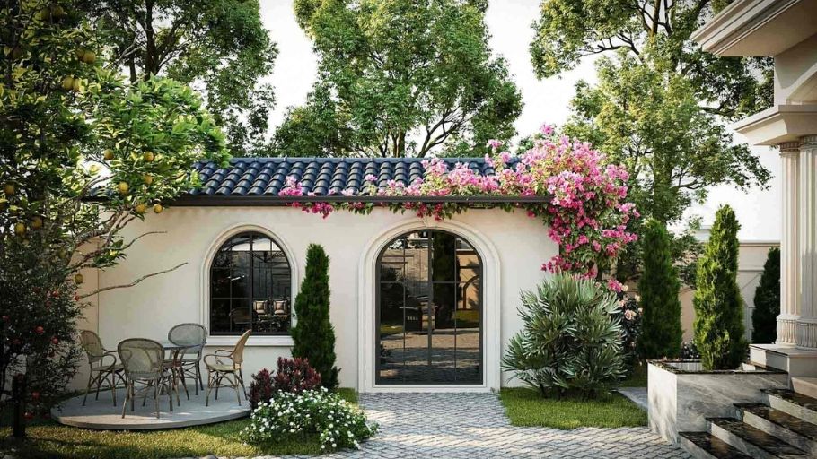 Nhà phụ vườn tân cổ điển Địa Trung Hải