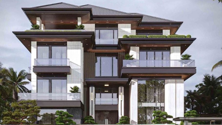 Biệt thự hiện đại 4 tầng mái Thái
