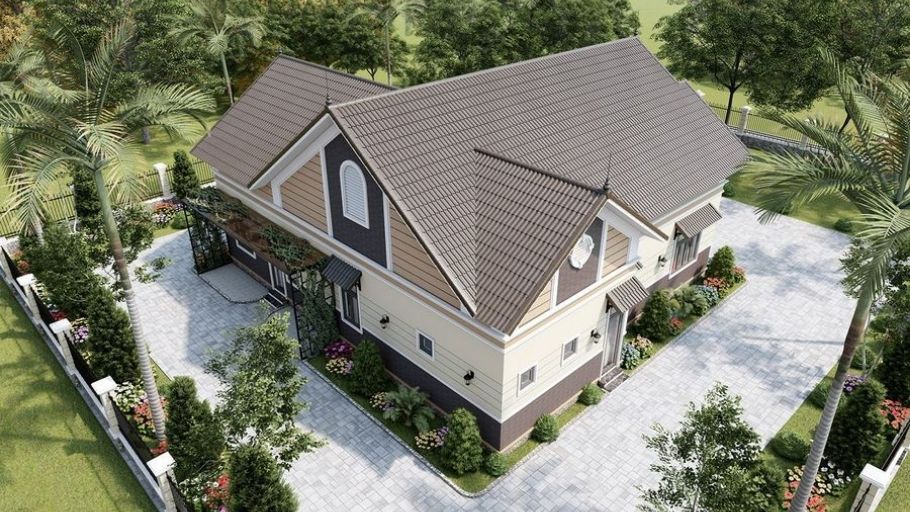 Biệt thự nhà vườn 2 tầng mái Thái Pháp-Indochine