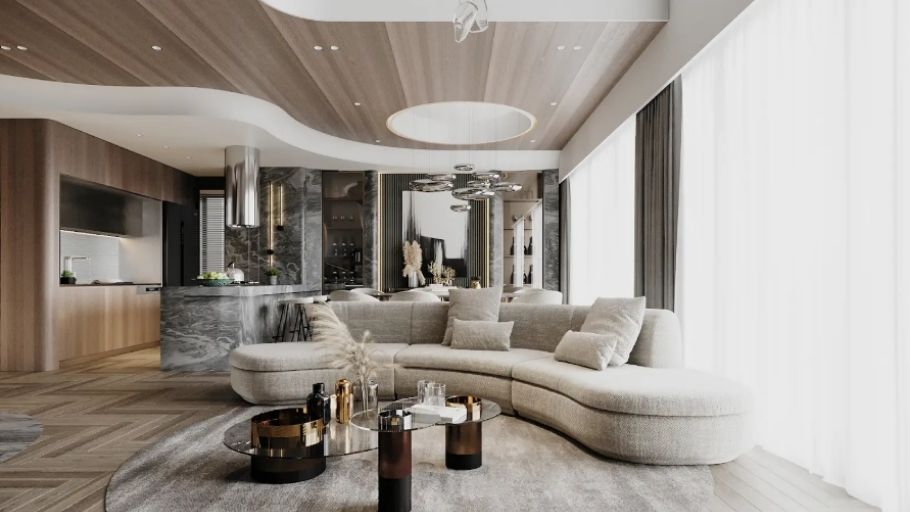 Từ sofa boucle đến trần sóng - phong cách Contemporary biến ngôi nhà thành kiệt tác sống