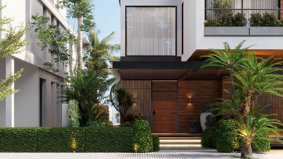 Bố cục villa lấy sân vườn làm trung tâm tổ chức không gian