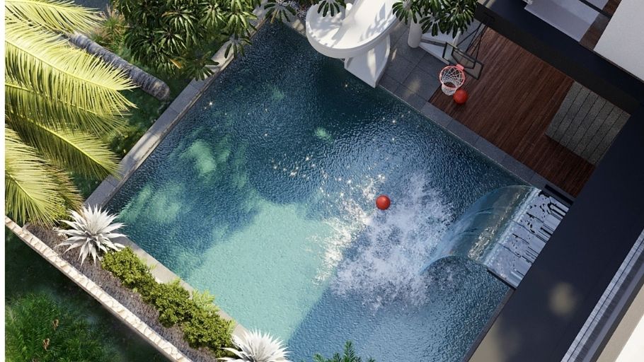 Không gian sân vườn được quy hoạch như một resort thu nhỏ