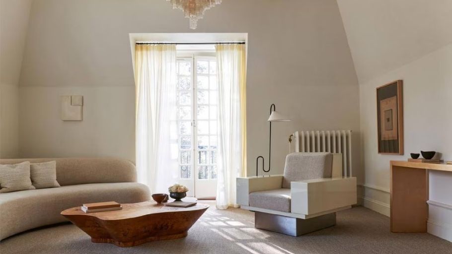 Phòng khách với nội thất biệt thự gỗ phong cách Japandi