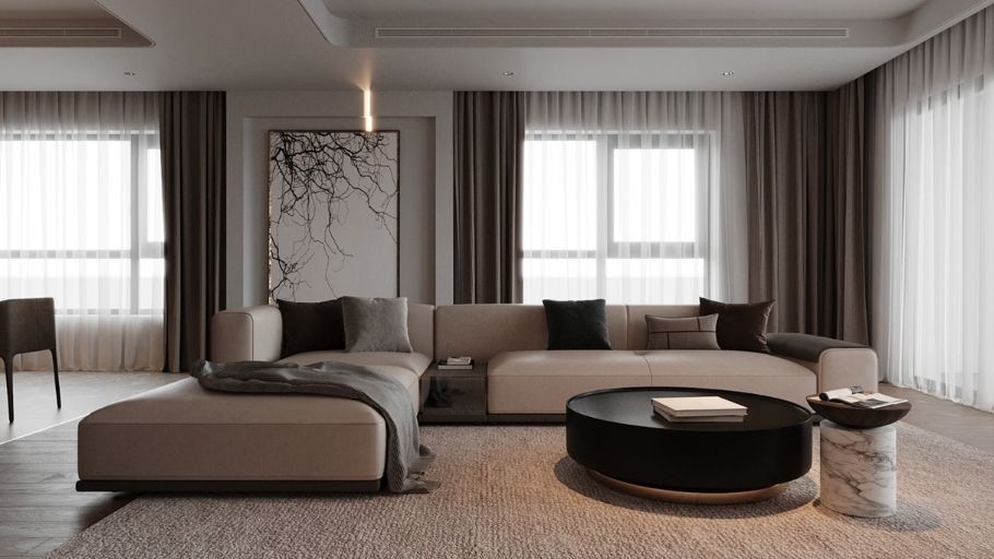 Phòng khách mở mang nét đương đại Mỹ