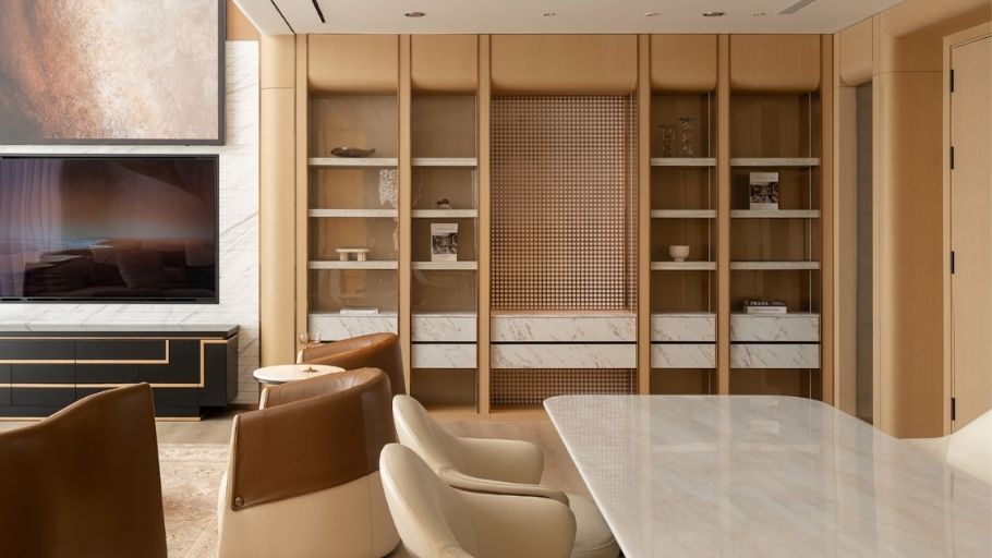 Tủ trưng bày kịch trần với sự phối trộn vật liệu đẳng cấp