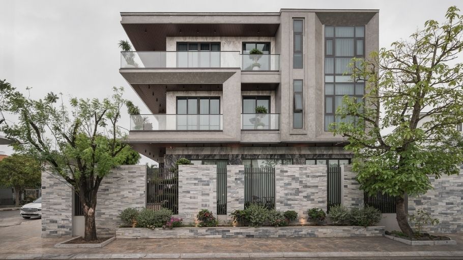 Mặt tiền của biệt thự 200m2 3 tầng