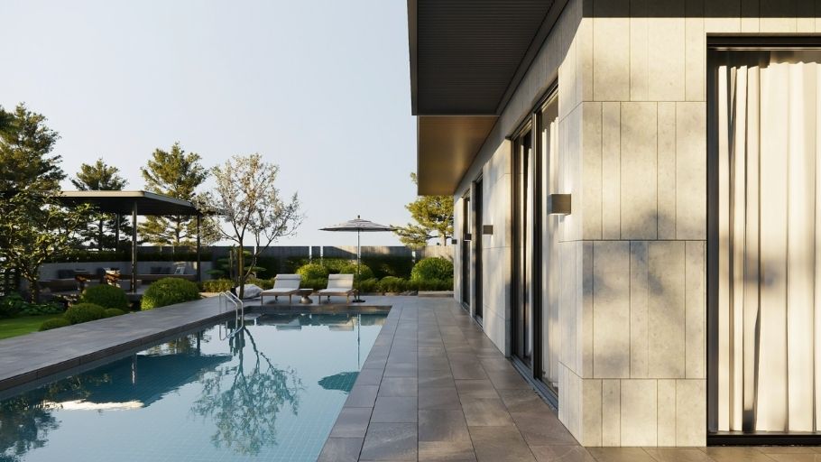 Không gian nghỉ dưỡng tại gia với hồ bơi và mảng xanh đa tầng trong biệt thự 200m2