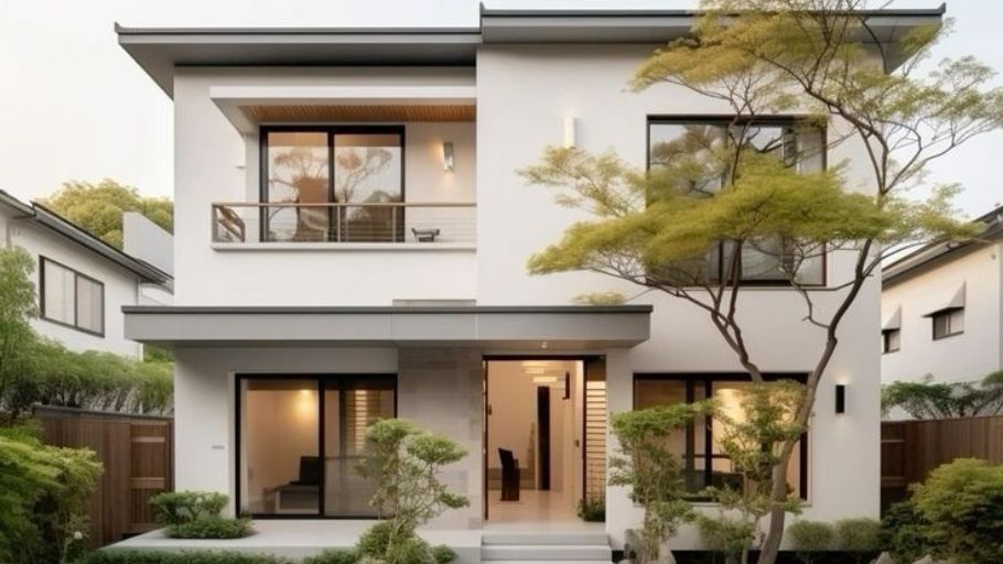 Mẫu biệt thự chữ L 2 tầng 100m2 hiện đại