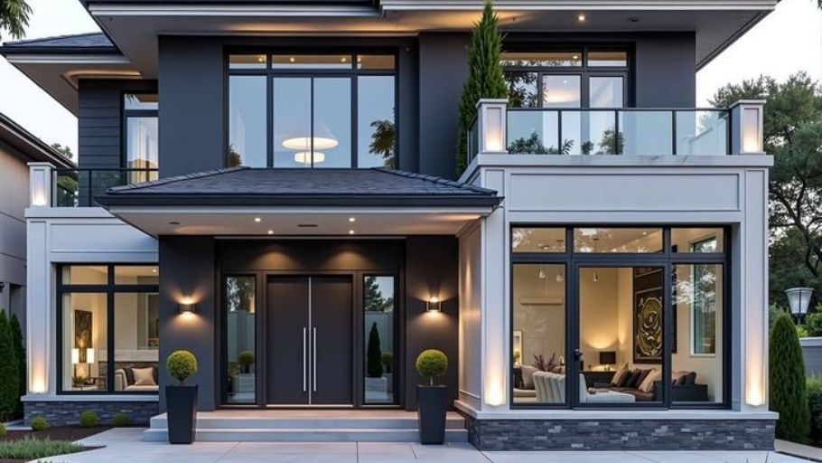 Mẫu biệt thự chữ L 2 tầng 4 phòng ngủ hiện đại