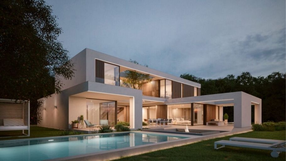 Thiết kế biệt thự chữ L mái bằng