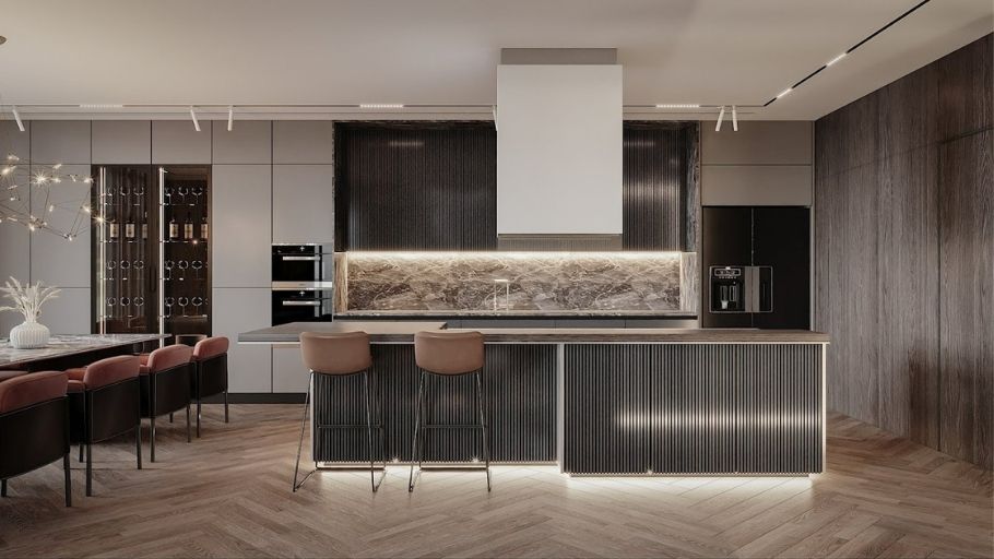 Khu vực bếp tại biệt thự Ecopark Grand Villa