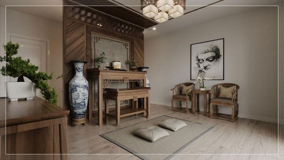 Phòng thờ trang nghiêm, hài hòa văn hóa Việt