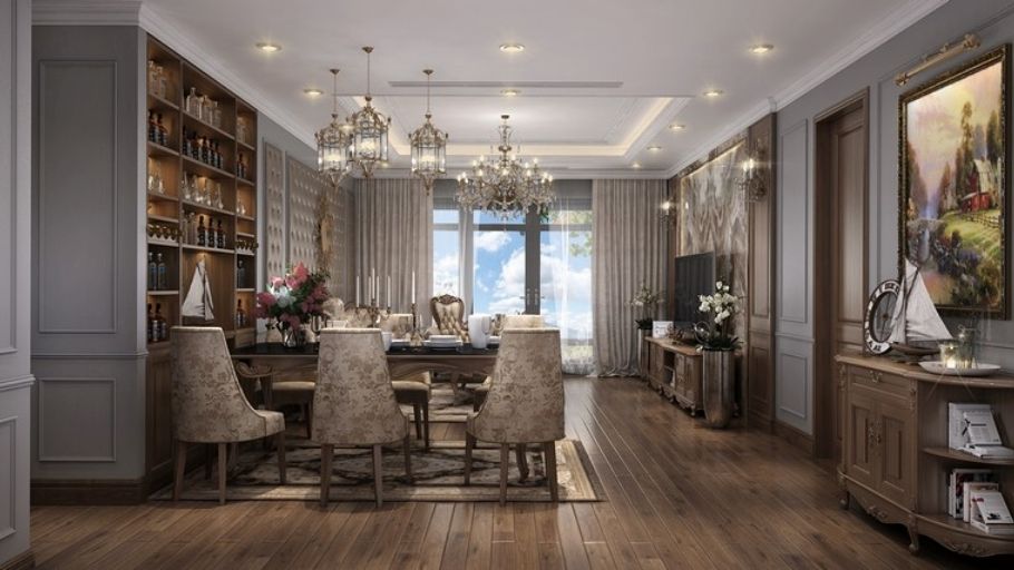 Khu vực ăn uống và phòng khách được thiết kế mở