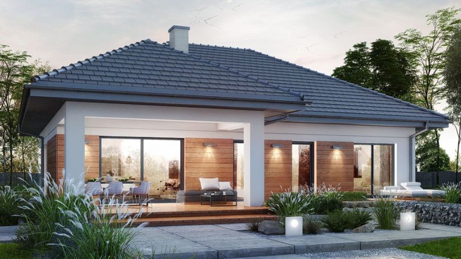 Mẫu biệt thự 1 tầng 2 phòng ngủ hiện đại