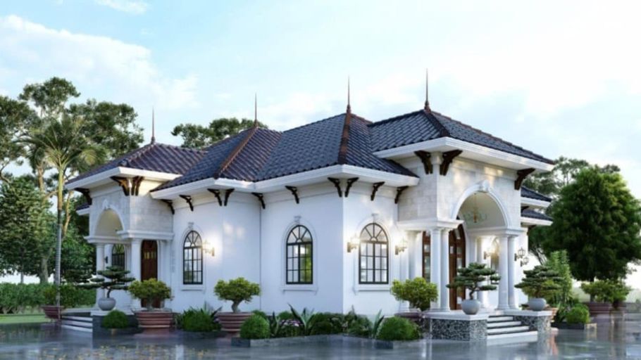 Mẫu biệt thự 1 tầng hiện đại 6 phòng ngủ