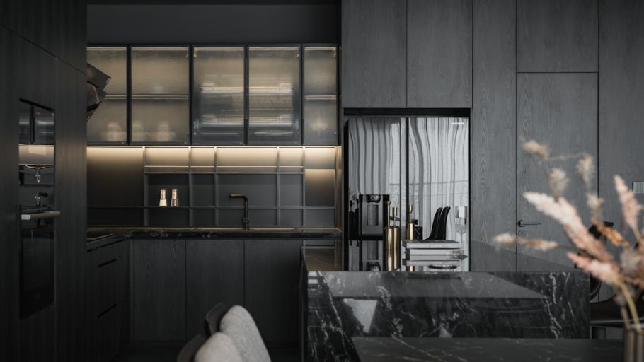 Không gian bếp và bàn ăn Penthouse Châu Âu sang trọng