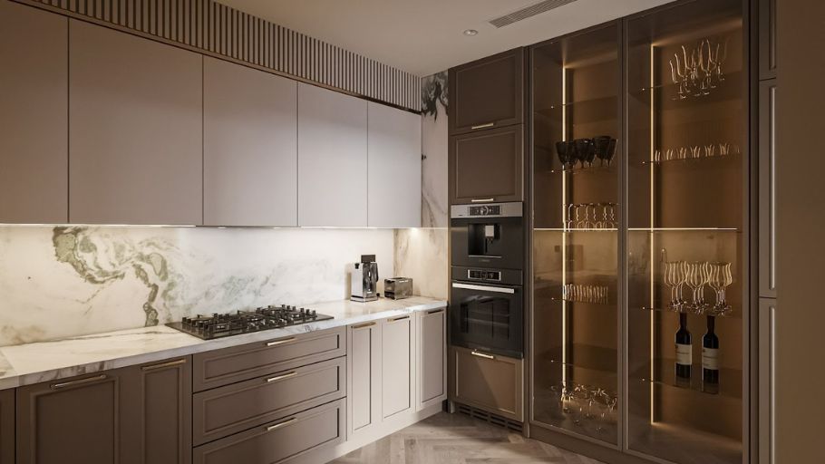 Phòng bếp trong căn hộ Ciputra Apartment kiểu Pháp