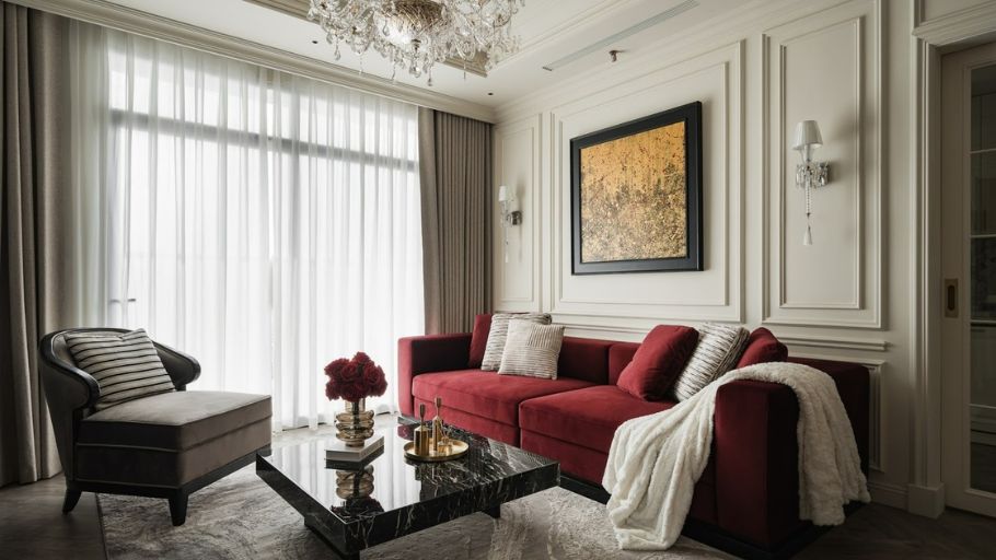 Phòng khách trong căn hộ Hateco Apartment phong cách Pháp