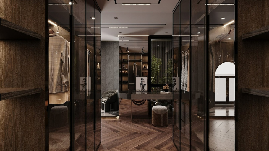 Thiết kế Penthouse kiểu Mỹ với vật liệu kính