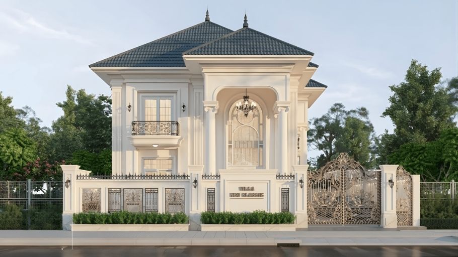 Biệt thự 2 tầng tân cổ điển kiểu Pháp mái Nhật