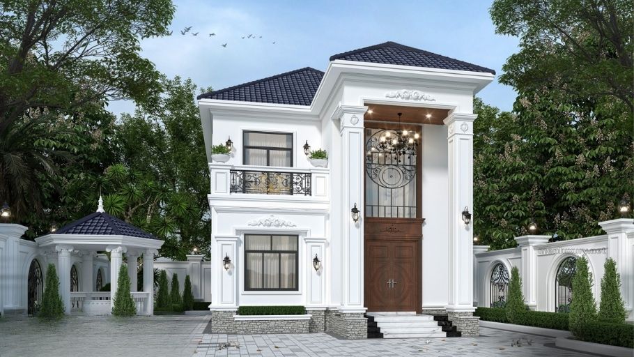 Biệt thự 2 tầng tân cổ điển kiểu Pháp mái Nhật