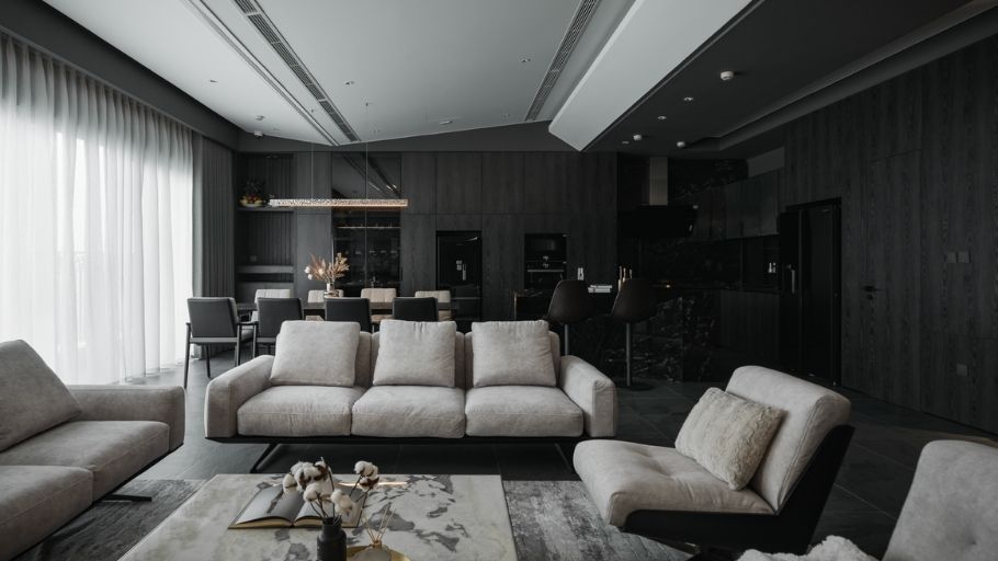 Phòng khách biệt thự 200m2 châu Âu mang cảm giác sang trọng, cân bằng và đầy chiều sâu